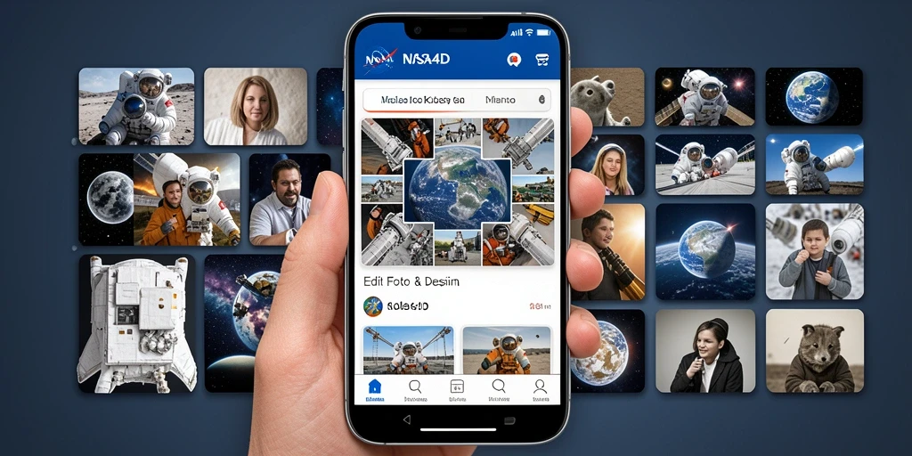 Tampilan antarmuka aplikasi NASA4D dengan fitur kolase foto yang menarik.