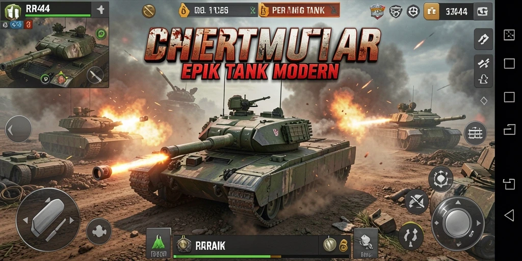 Antarmuka menarik dari game Perang Tank RR44.
